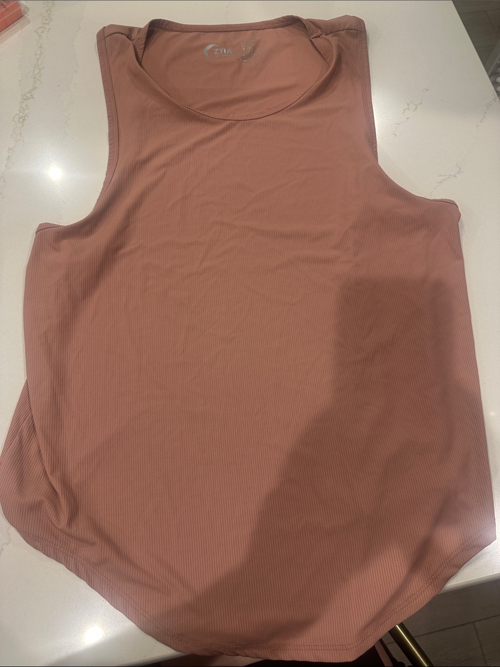 Zyia Active blush pink ribbed athletic tank nylon and spandex blend size Large